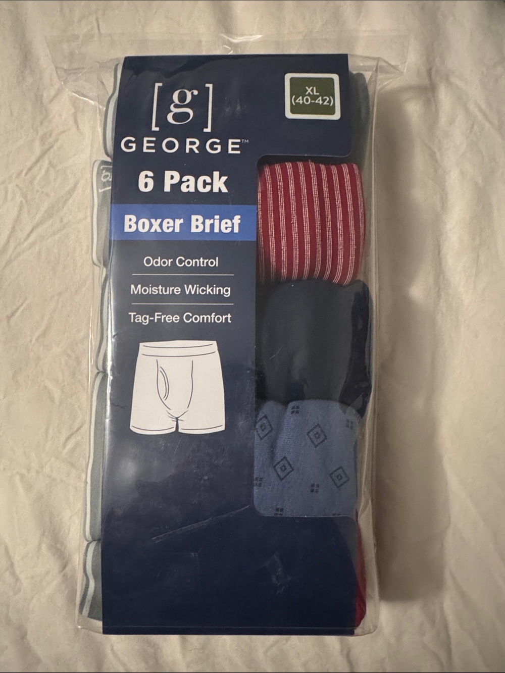 George 6-Pack Boxer Briefs Odor Control Moisture Wicking Tag-Free Comfort